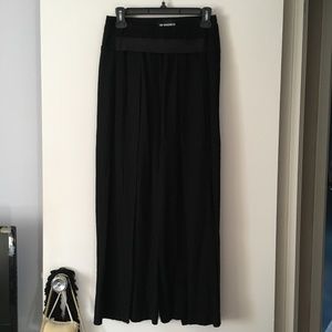 ANN DEMEULEMEESTER Black Wide Slit Leg Drapey Viscose Pants 34